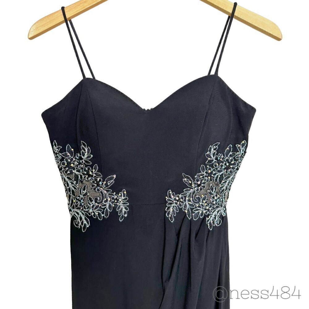 Blondie Nites by Davy Rags Black Beaded Embellished Dress Size 6/7‎ - Picture 4 of 6